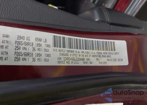 2018 Dodge Durango Sxt Rwd из США, поврежденный, VIN 1C4RDHAG6JC254480